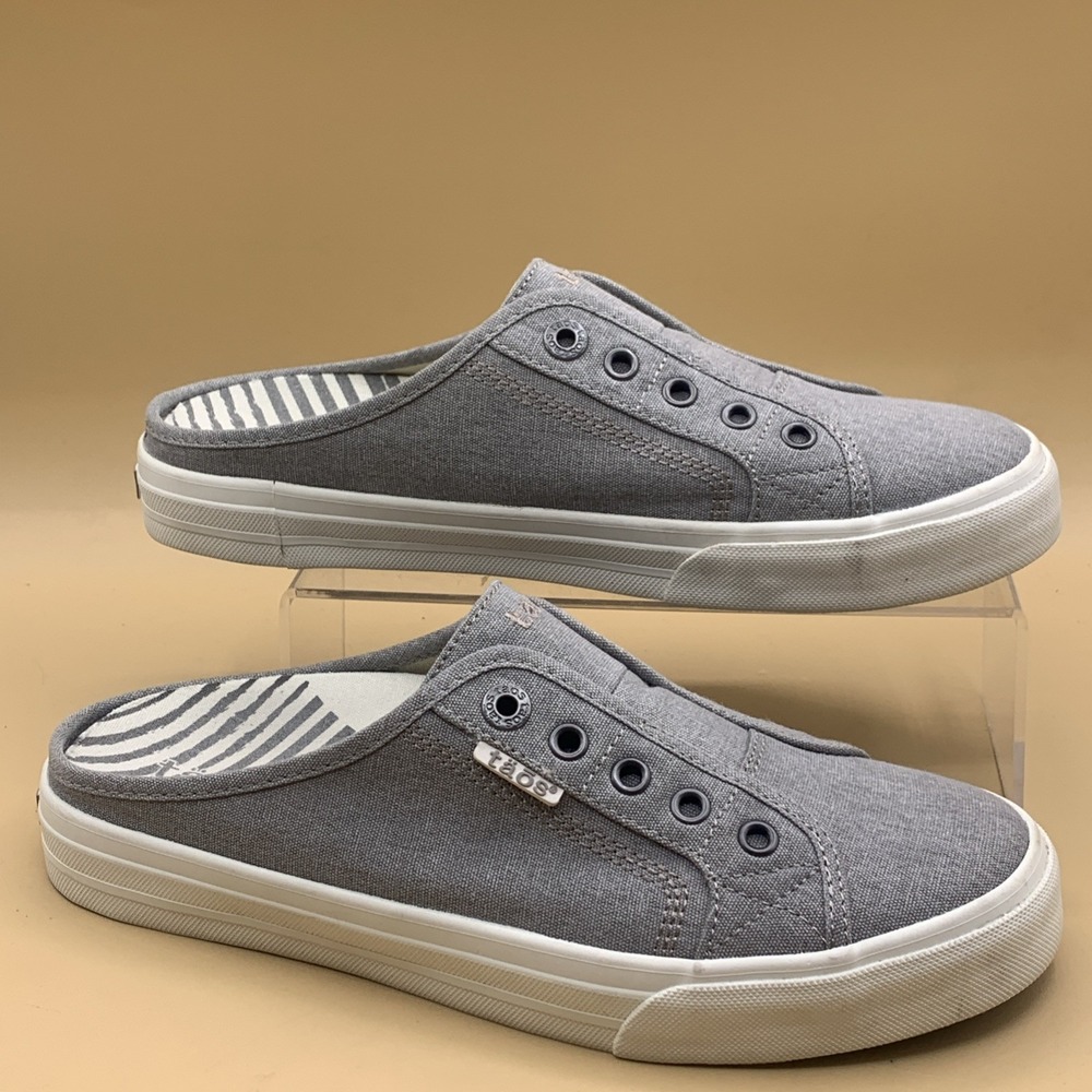 Taos EZ Soul Slip On Mule Sneakers Gray Canvas Women's Size 9